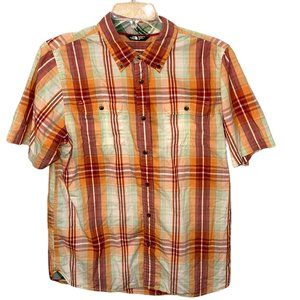 Men's The North Face Plaid Button Down Short Sleeve Shirt Size‎ Large